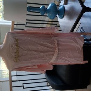 Bridesmaid Pink Silk Robe with Gold Letters